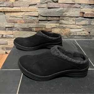 L.L. Bean Women's Black North Haven Knit-Trim Suede Slip-On Mules Clog Size 8.5